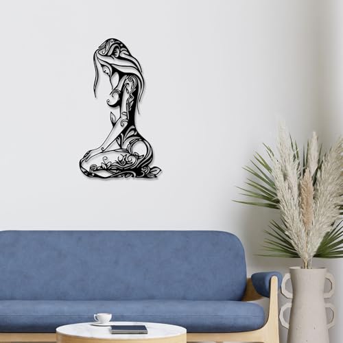 Modern Abstract Metal Wall Art-Minimalist Line Sculpture for Bedroom,Living Room,Bathroom-Unique Metal Wall Decor for Home & Office