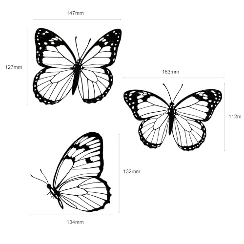 Hanwares Black Metal Butterfly Wall Decor, 3-Piece Iron Butterfly Wall Art for Home Decor, Minimalist Elegant Wall Hangings for Living Room, Bedroom, Bathroom, Garden, Outdoor & Indoor Use