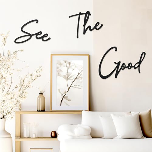 Hanwares See The Good Metal Wall Art - Large Living Room Wall Decor - Black Modern Signs