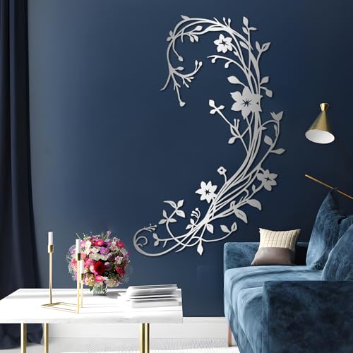Botanical Metal Wall Art - Hanwares Flowering Vine Metal Wall Art, Minimalist Botanical Metal Wall Decor Wall Hanging…