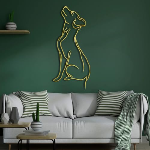 Dog Metal Wall Art - Hanwares Metal Dog Wall Decoration, Dog Art Wall Decor, Metal Animal Wall Art for Living Room,…