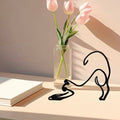 Cat Metal Wall Art - Hanwares Modern Metal Cat Wall Art Sculpture, Black Minimalist Home Decor, Living Room Wall…