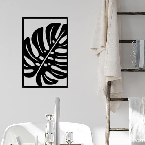 Boho Metal Wall Art - Hanwares 3 Pcs Boho Metal Wall Art Decor Leaf Sign Wall Vintage Tropical Plant Wall Rustic Palm…
