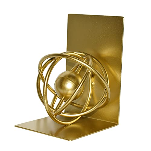 Modern Metal Bookends - Book Ends Decorative, Modern Metal Unique Gold Bookends for Shelves, Round Design Bookend Book…