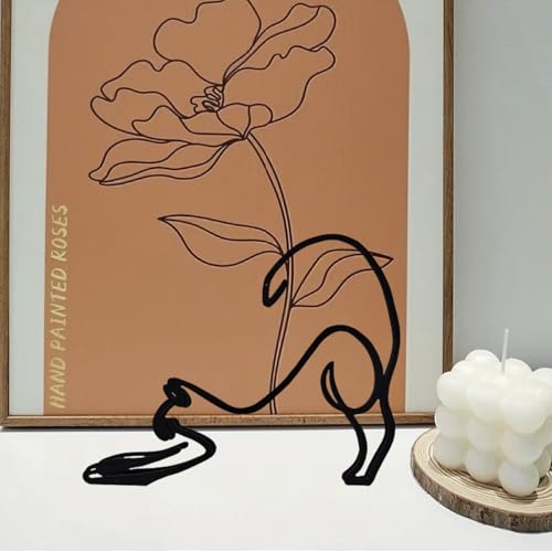 Cat Metal Wall Art - Hanwares Modern Metal Cat Wall Art Sculpture, Black Minimalist Home Decor, Living Room Wall…