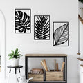 Boho Metal Wall Art - Hanwares 3 Pcs Boho Metal Wall Art Decor Leaf Sign Wall Vintage Tropical Plant Wall Rustic Palm…
