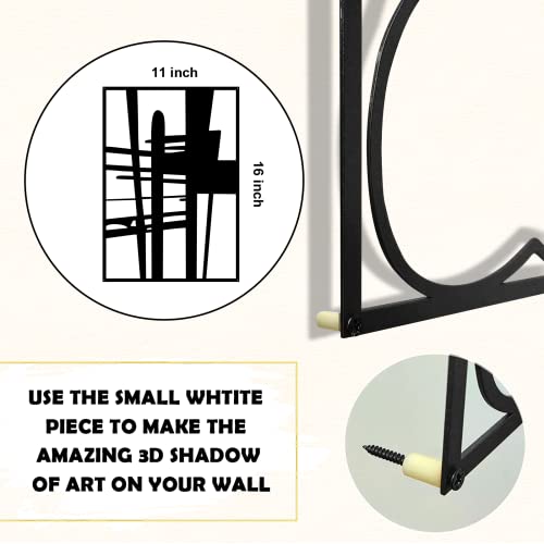 4 Pack Black Abstract Metal Wall Art, Minimalist Décor Single Line Art Wall Décor, 3D Textured Metal Wall Sculptures, for Living Room Bedroom Bathroom Study Room (Black Abstract, M Size 16 x 11'')
