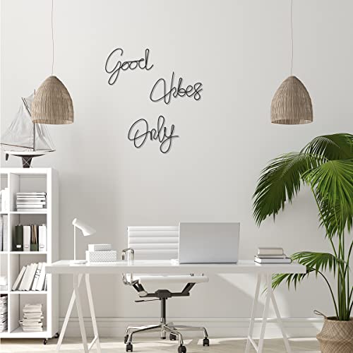 Good Vibes Only Wall Decor Signs Metal Letters Wall Decor Inspirational Wall Decals for Room Office Home Wall, 9x6 Inches