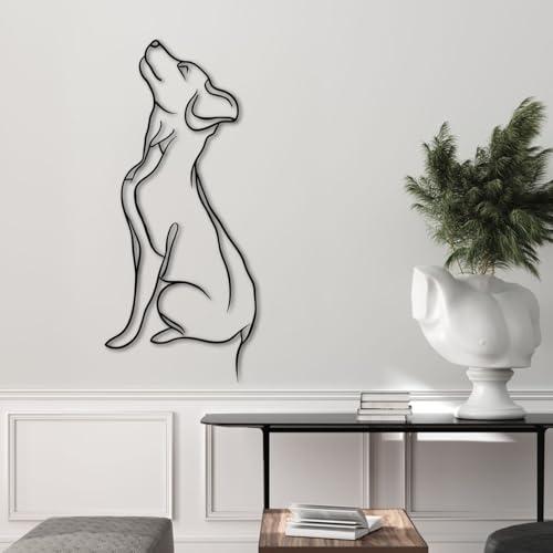 Dog Metal Wall Art - Hanwares Metal Dog Wall Decoration, Dog Art Wall Decor, Metal Animal Wall Art for Living Room,…