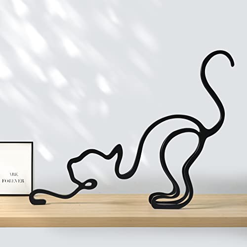 Cat Metal Wall Art - Metal Cat Minimalist Art Wall Sculpture, Minimalist Abstract Cat Line Wall Art, Modern Home…