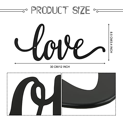 Metal Wall Decor Rustic Letter Signs Black Wall Art Hanging Word Cutout Decoration for Home (Love Style)