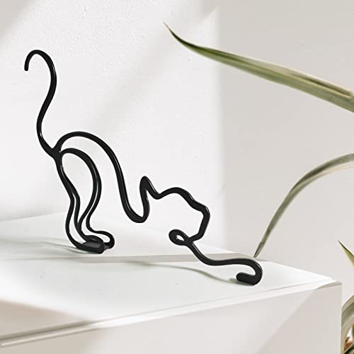 Cat Metal Wall Art - Metal Cat Minimalist Art Wall Sculpture, Minimalist Abstract Cat Line Wall Art, Modern Home…