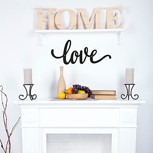 Metal Wall Decor Rustic Letter Signs Black Wall Art Hanging Word Cutout Decoration for Home (Love Style)