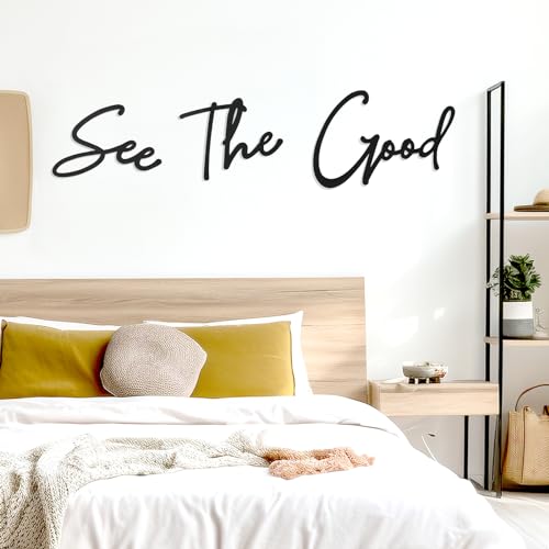 Hanwares See The Good Metal Wall Art - Large Living Room Wall Decor - Black Modern Signs