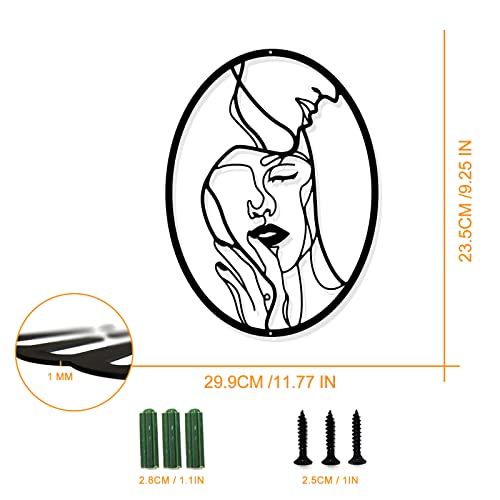 Abstract Face Metal Wall Art - Hanwares One Line Metal Wall Art, Abstract Face Metal Wall Art Black Wall Hanging Decor…