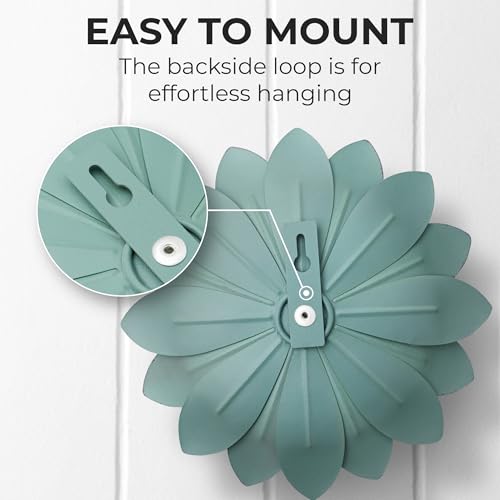 Hanwares Succulent Metal Flowers Wall Decor – Green, Hand Painted, 3D Flower Art Decoration for Living Room, Bedroom, Kitchen, Bathroom - Floral Decor for Indoor & Outdoor Use
