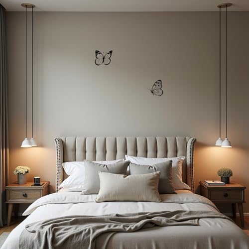 Hanwares Black Metal Butterfly Wall Decor, 3-Piece Iron Butterfly Wall Art for Home Decor, Minimalist Elegant Wall Hangings for Living Room, Bedroom, Bathroom, Garden, Outdoor & Indoor Use