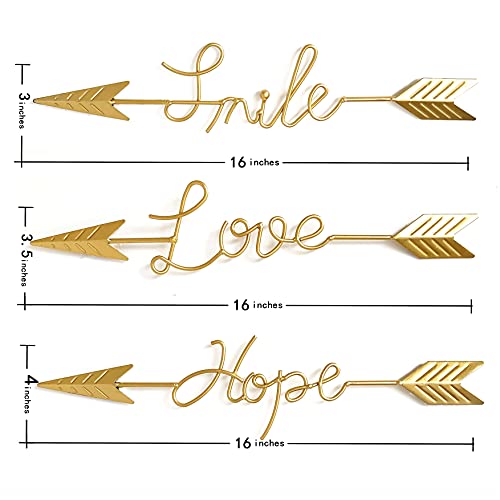Wire Art Wall Decor 3D Word Art Home Accent Decor Metal Wall Word Sculpture Word Sign for Living Room, Dining room, Bedroom, Farmhouse (Gold)