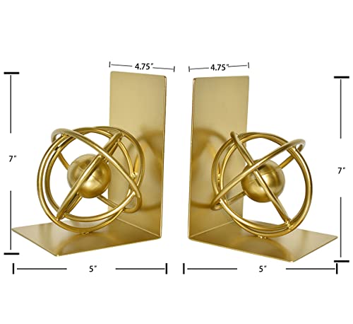 Modern Metal Bookends - Book Ends Decorative, Modern Metal Unique Gold Bookends for Shelves, Round Design Bookend Book…