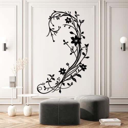 Botanical Metal Wall Art - Hanwares Flowering Vine Metal Wall Art, Minimalist Botanical Metal Wall Decor Wall Hanging…