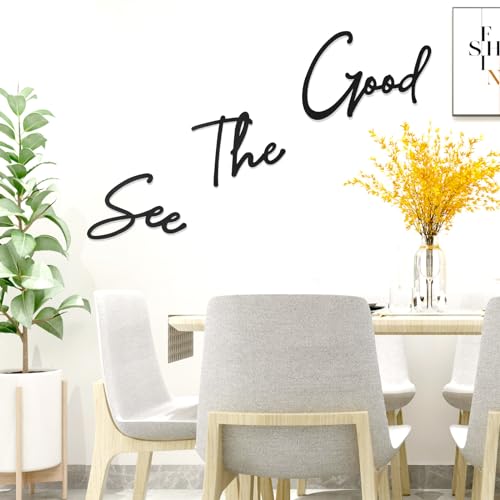 Hanwares See The Good Metal Wall Art - Large Living Room Wall Decor - Black Modern Signs