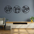 Botanical Metal Wall Art - Hanwares Botanical Metal Wall Art, Set of 3 Round Panels, Black Floral Design, Modern Home…
