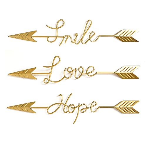 Wire Art Wall Decor 3D Word Art Home Accent Decor Metal Wall Word Sculpture Word Sign for Living Room, Dining room, Bedroom, Farmhouse (Gold)