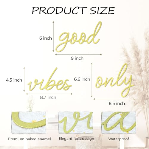 Hanwares Gold Letter Wall Decor Good Vibes Only Gold Office Decor Boho Home Decoration Metal Inspirational Wall Decoration Wire Art Decor for Office Wall Bedroom Home (Elegant)