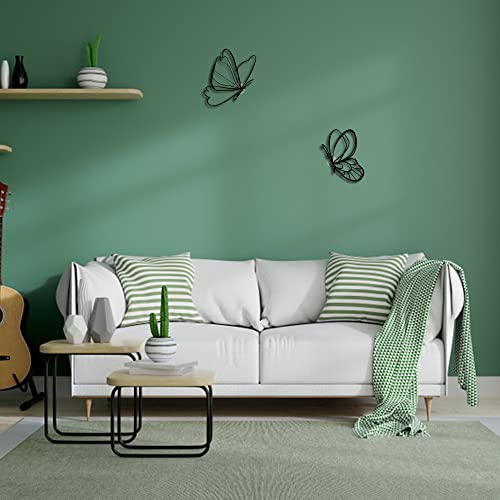 Black Metal Butterfly Wall Art Wall Decor Wall Sculpture Wall Hanging, Steel Metal Line Art, for Living Room Bedroom, 2 Pieces