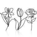 3 Set of Metal Flower Wall Decor 9.84 x 5.91 Inch Mother's Day Metal Wall Ornament Art Black Minimalist Wire Signs for Bedroom Patio Balcony Bathroom Office Restaurant Shop Presents Gifts