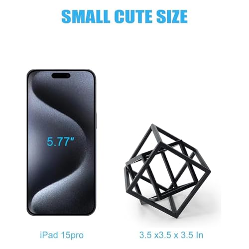 Hanwares Small Geometric Sculpture, Metal Cube Decorative Ornaments Modern Home Decor Accent