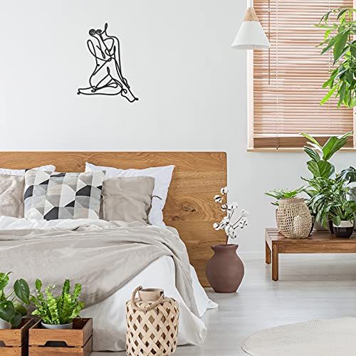 Metal Wall Art - Female Wire Decor, Abstract Style for Bedroom, Bathroom, Living Room, 13.8 x 11.8 Inch (Black)