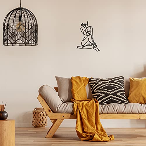 Metal Wall Art - Female Wire Decor, Abstract Style for Bedroom, Bathroom, Living Room, 13.8 x 11.8 Inch (Black)