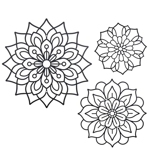 Hanwares 3 Pieces Metal Flowers Wall Decoration,Flower Art Wall Decor Farmhouse Wall Decor (Black style2)