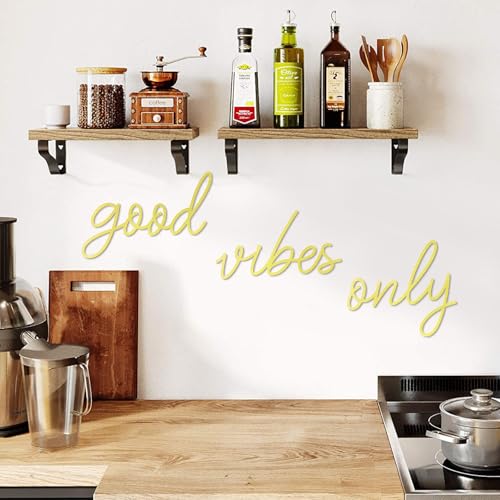 Hanwares Gold Letter Wall Decor Good Vibes Only Gold Office Decor Boho Home Decoration Metal Inspirational Wall Decoration Wire Art Decor for Office Wall Bedroom Home (Elegant)