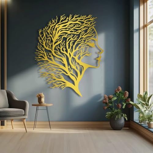 Abstract Face Metal Wall Art - Abstract Face Metal Wall Art, Women Wall Art Decor Tree of Life, Metal Tree Branch Wall…