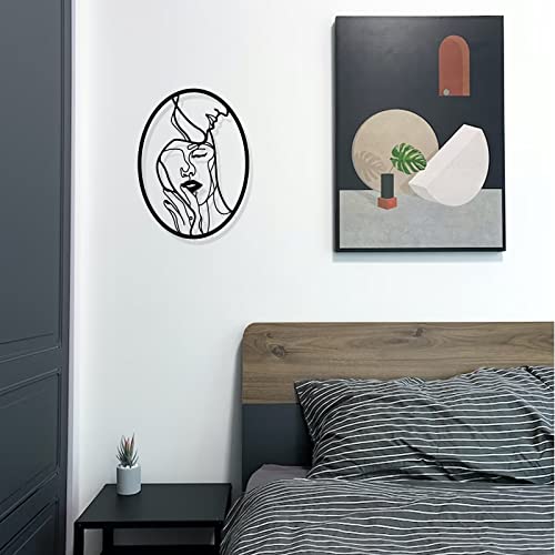 Abstract Face Metal Wall Art - Hanwares One Line Metal Wall Art, Abstract Face Metal Wall Art Black Wall Hanging Decor…