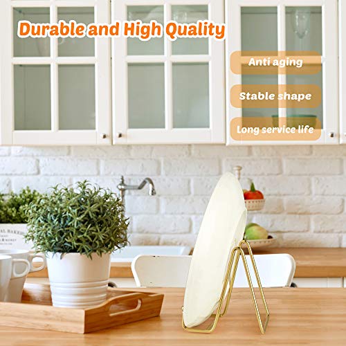 Hanwares 2 Pack 4 Inch Gold Plate Stands for Display, Metal Square Wire Easel Stand, Plate Holder Display Stands, Picture Frame Stands for Display Photos, Decorative Platter, Book and Table Top Arts