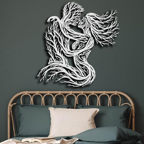 Metal Tree Wall Art - Hanwares Metal Tree Wall Art, Couple Tree Metal Wall Decor, Abstract Tree Couple Line Art Wall…