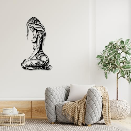 Modern Abstract Metal Wall Art-Minimalist Line Sculpture for Bedroom,Living Room,Bathroom-Unique Metal Wall Decor for Home & Office