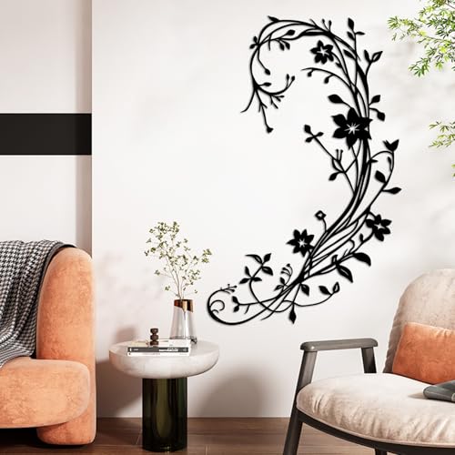 Botanical Metal Wall Art - Hanwares Flowering Vine Metal Wall Art, Minimalist Botanical Metal Wall Decor Wall Hanging…