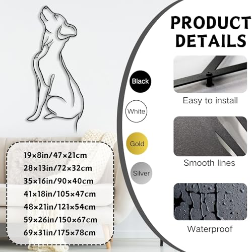 Dog Metal Wall Art - Hanwares Metal Dog Wall Decoration, Dog Art Wall Decor, Metal Animal Wall Art for Living Room,…
