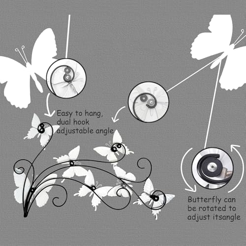 Hanwares Metal Butterflies Wall Decor Art, 22"×13.3", Indoor & Outdoor Decoration, 3D Colorful Hanging Butterfly Decorations for Patio Garden Fence Yard