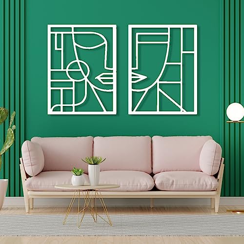 Abstract Face Metal Wall Art - Abstract Face Metal Wall Art, Geometric Face Wall Metal Decor, Minimalist Faces Line…