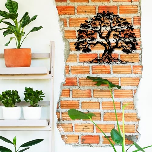 Metal Tree Wall Art - Hanwares Tree of Life Wall Art,Metal Tree Wall Decor in Matte Black,Nature-Inspired Tree of Life…