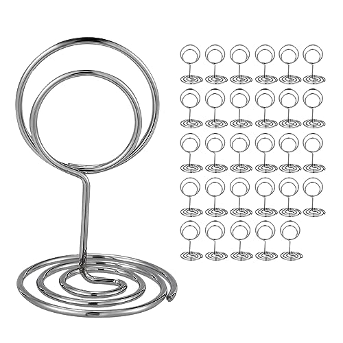 30PCS Table Number Holders Place Card Holder - Photo Holders for Tables, Cards Stand Name Menu Clips, Table Sign Holders for Wedding Anniversary Birthday Party, Silver