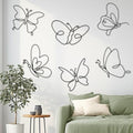 6 Pieces Metal Butterfly Wall Decor 8 Inch Black Butterfly Wall Art Different Shapes Hanging Decor Minimalist Wire Art for Kitchen, Bedroom, Outdoor