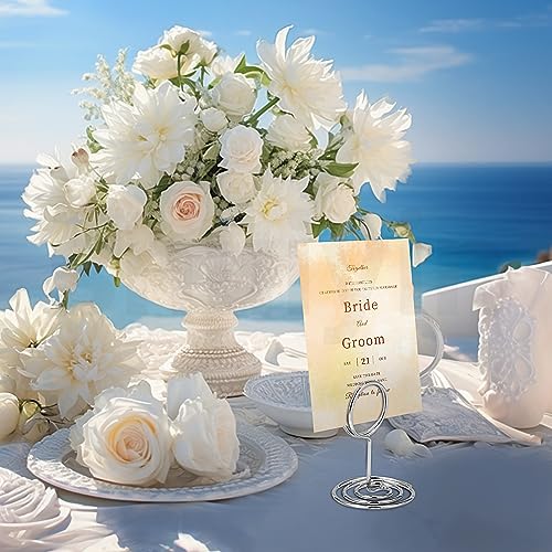 30PCS Table Number Holders Place Card Holder - Photo Holders for Tables, Cards Stand Name Menu Clips, Table Sign Holders for Wedding Anniversary Birthday Party, Silver