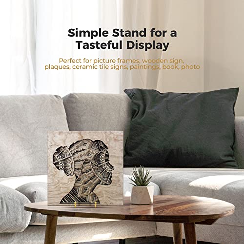 Hanwares Plate Stands for Display - 6 Inch Plate Holder Display Stand + Metal Frame Holder Stand for Picture, Decorative Plate, Photo Easel, Tabletop Art (Gold 2 Pack)