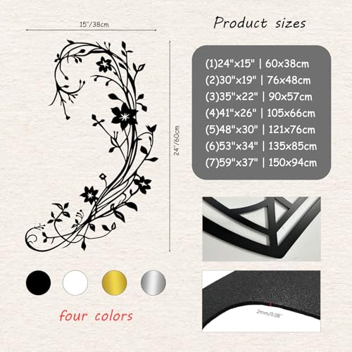 Botanical Metal Wall Art - Hanwares Flowering Vine Metal Wall Art, Minimalist Botanical Metal Wall Decor Wall Hanging…